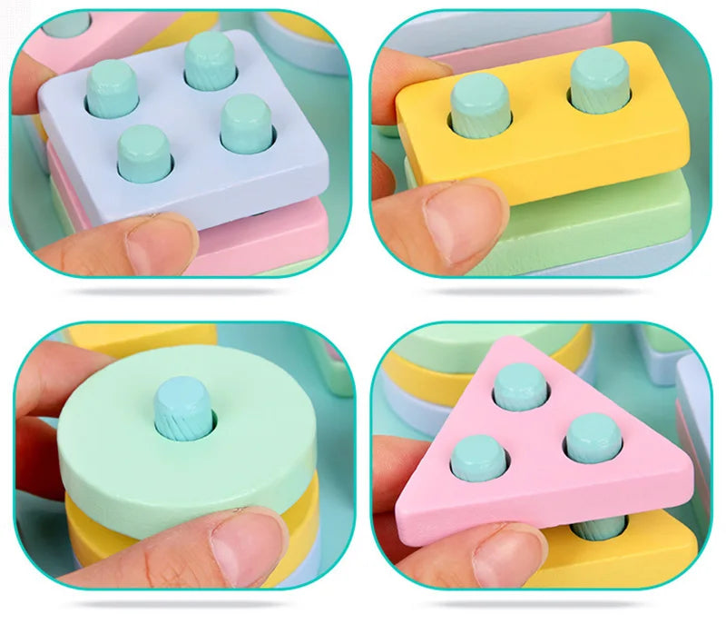 Montessori Wooden Sorting Stacking Toys Puzzle For Toddlers
