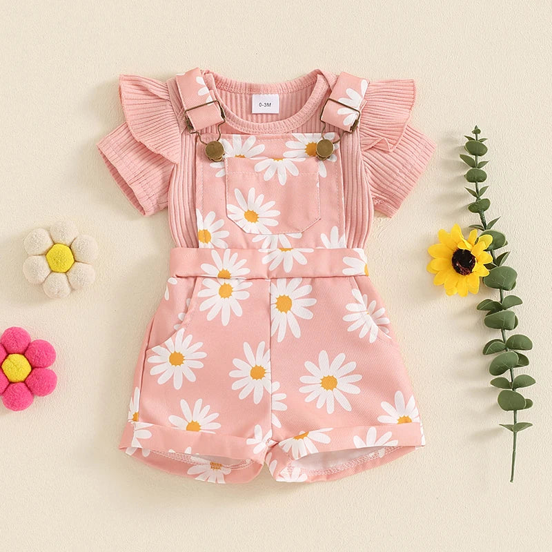 Months Baby Girl Dress Birthday Gift Pink Petal Suspender Coat Set