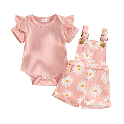 Months Baby Girl Dress Birthday Gift Pink Petal Suspender Coat Set