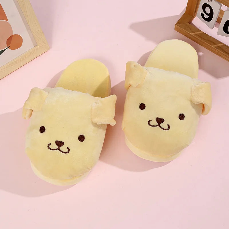 Movable Ears Cartoon Kawaii Cute Cotton Slippers Melody Kuromi Plush Plushie Shoes Home Indoor Slippers