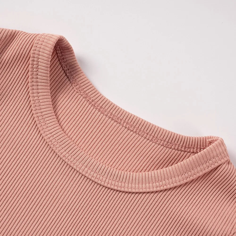 New Girls Solid Sets Casual Sleeveless Tops+ Short Pants Suits