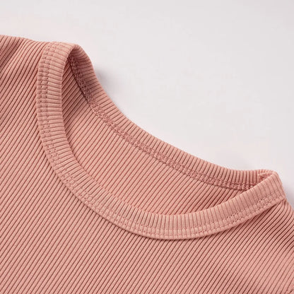 New Girls Solid Sets Casual Sleeveless Tops+ Short Pants Suits