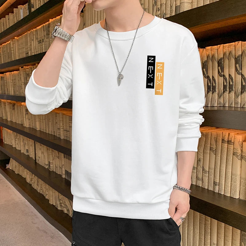 New Autumn/Spring Long Sleeve T-Shirt: Men's Round Neck Sweater
