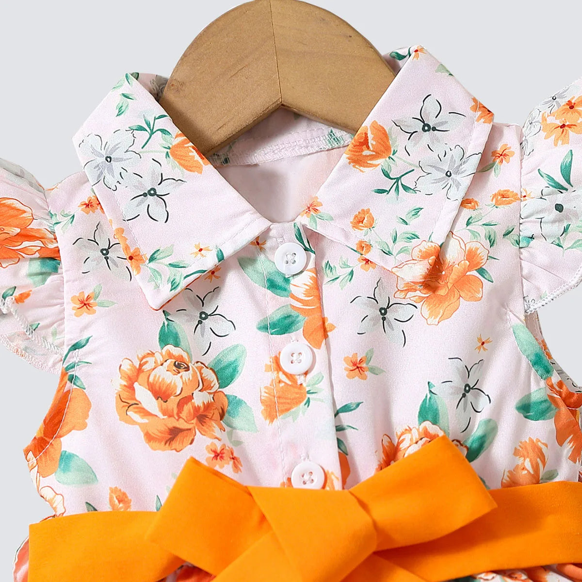 Newborn Butterfly Sleeve Cute Yellow Floral Princess Formal Dresses