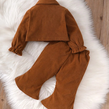 Newborn baby girls brown long-sleeved cardigan lapel jacket