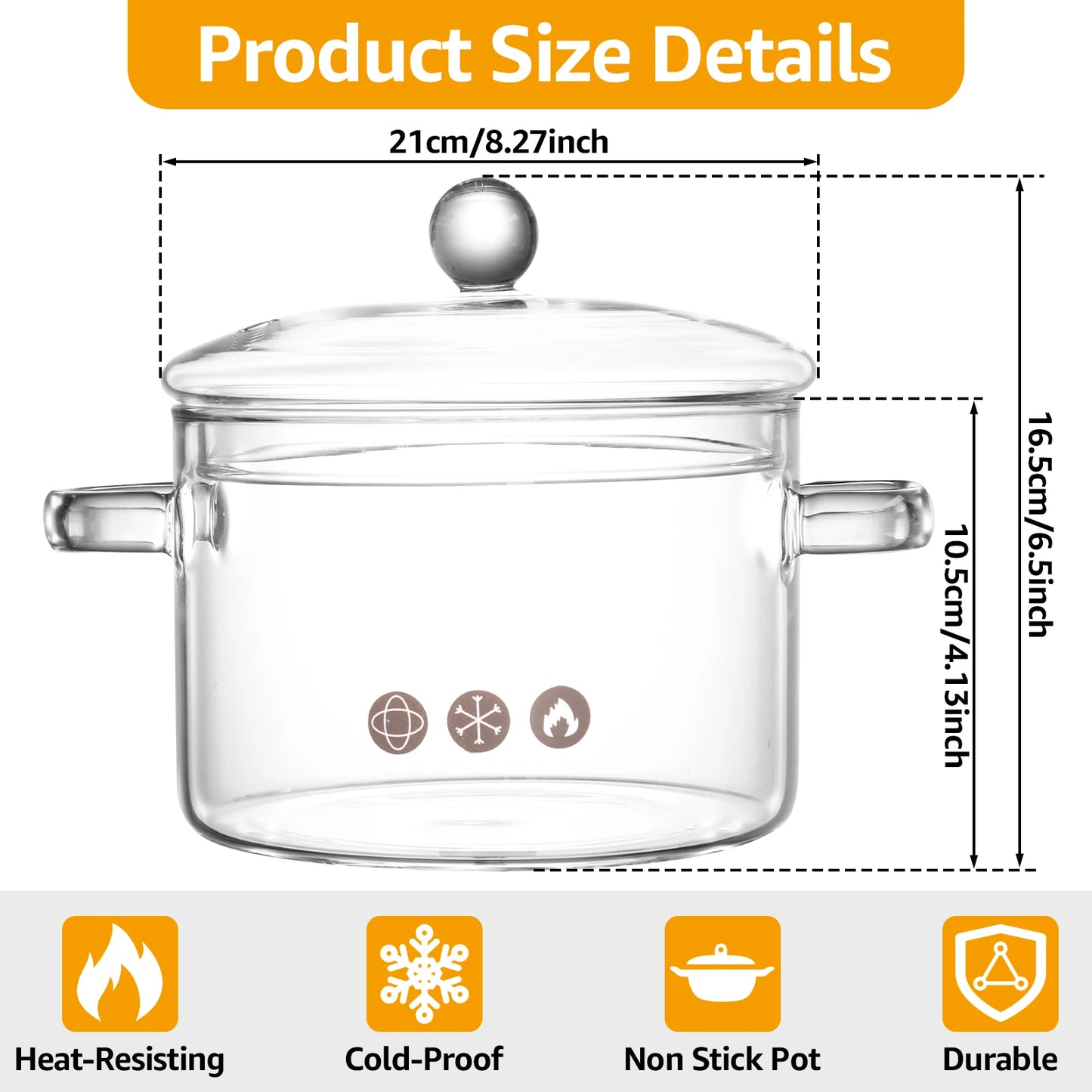 Nonstick glass soup pot

