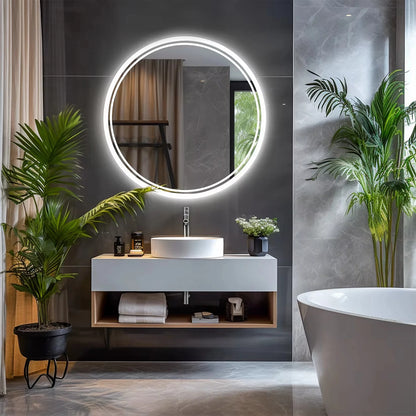 Oval Built-in Touch Lights Backlit Bathroom Mirror