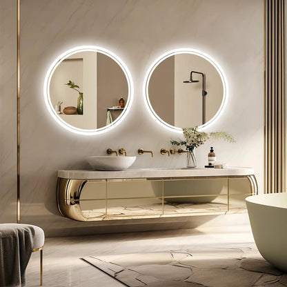 Oval Built-in Touch Lights Backlit Bathroom Mirror
