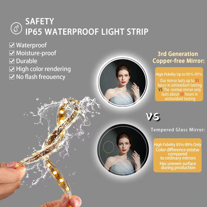 Oval Built-in Touch Lights Backlit Bathroom Mirror