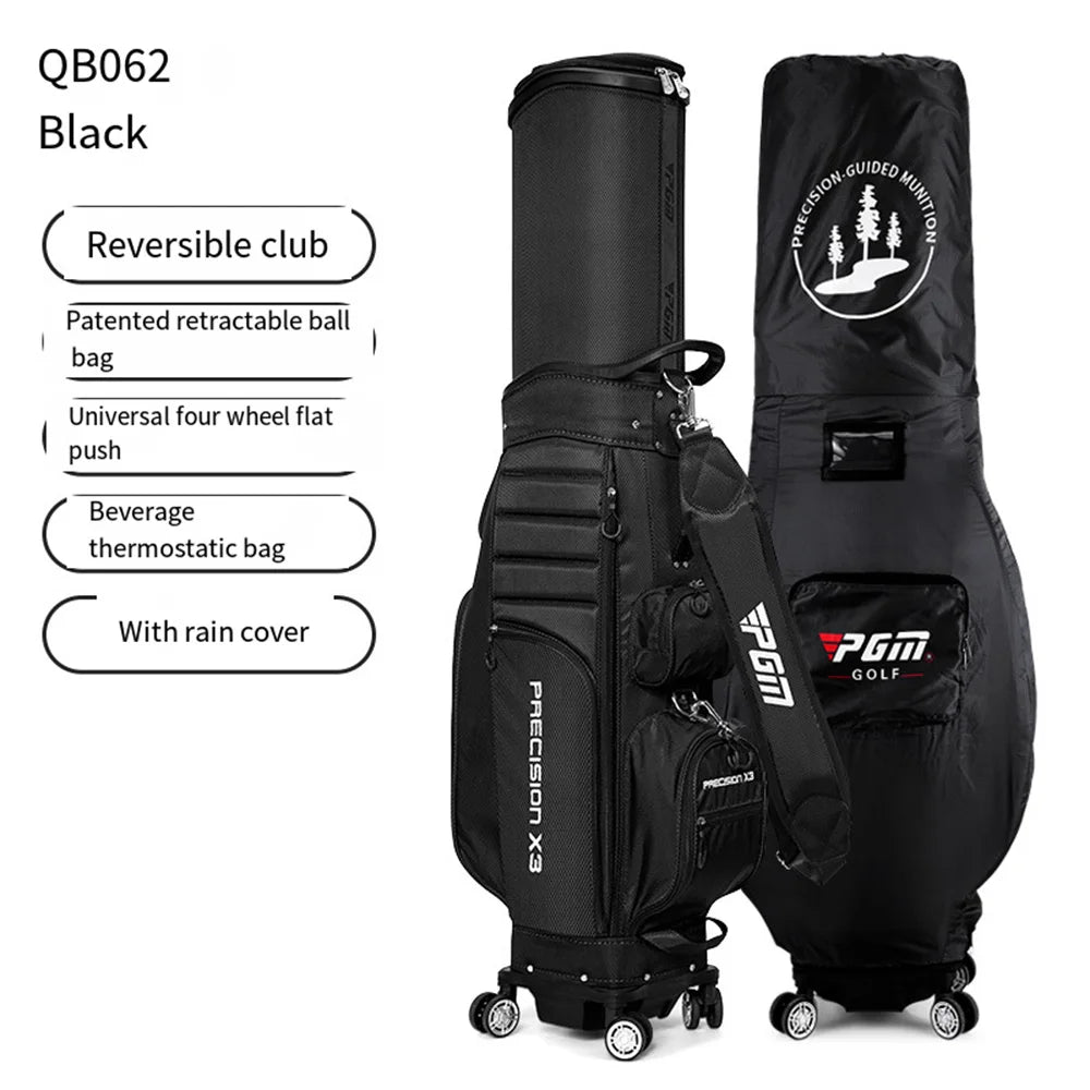 PGM QB062: Universal 4-Wheel Golf Bag with Telescopic Handle
