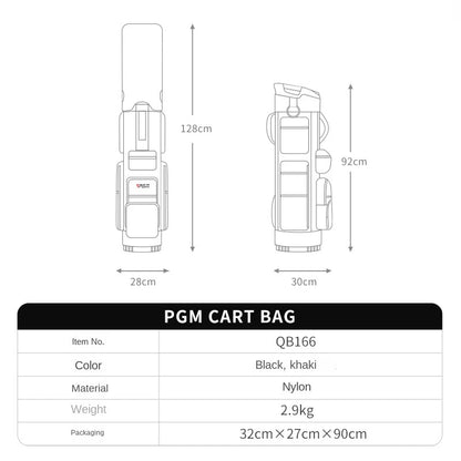 PGM QB166: Lightweight Standard Golf Bag with Fixed Club Holder
