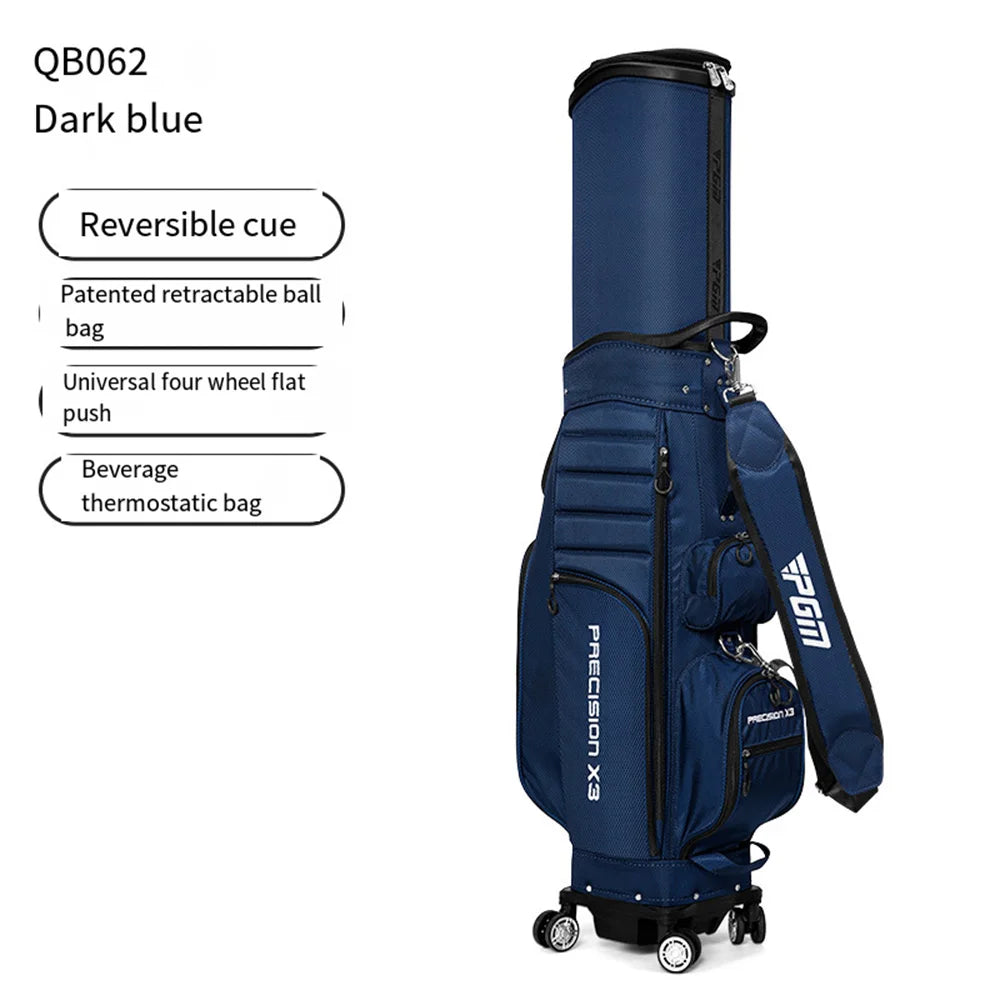 PGM QB062: Universal 4-Wheel Golf Bag with Telescopic Handle
