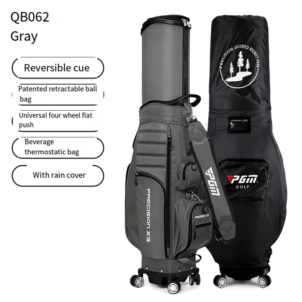 PGM QB062: Universal 4-Wheel Golf Bag with Telescopic Handle
