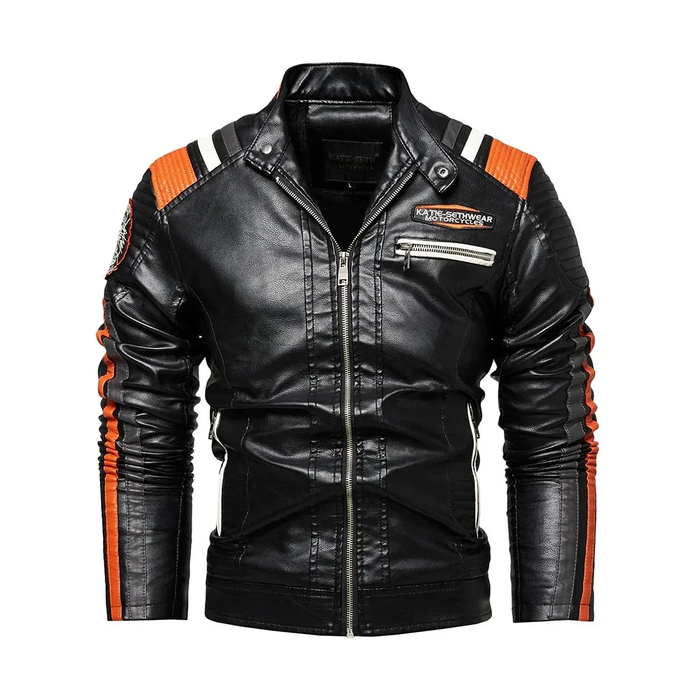 Stylish Slim Fit PU Leather Motorcycle Jacket
