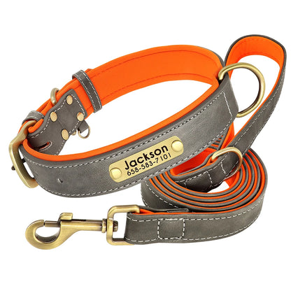 Pet Engraved Padded Leather Collar
