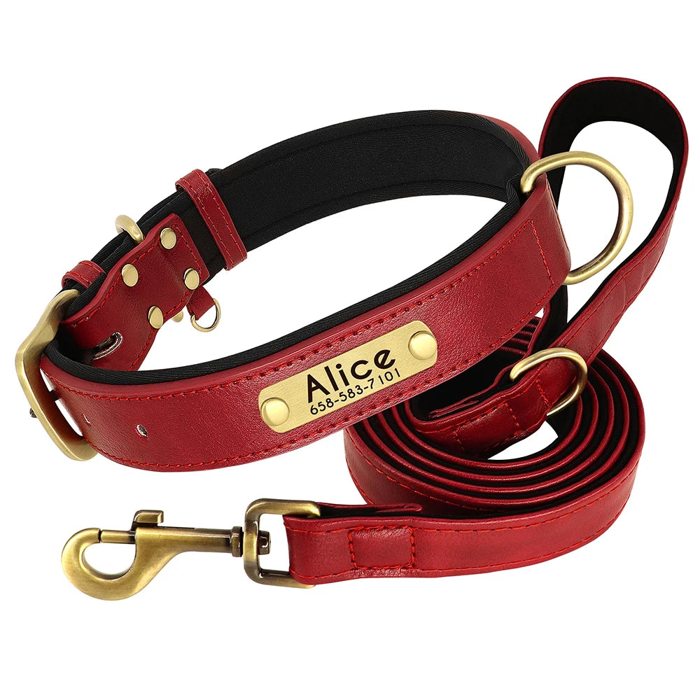 Pet Engraved Padded Leather Collar