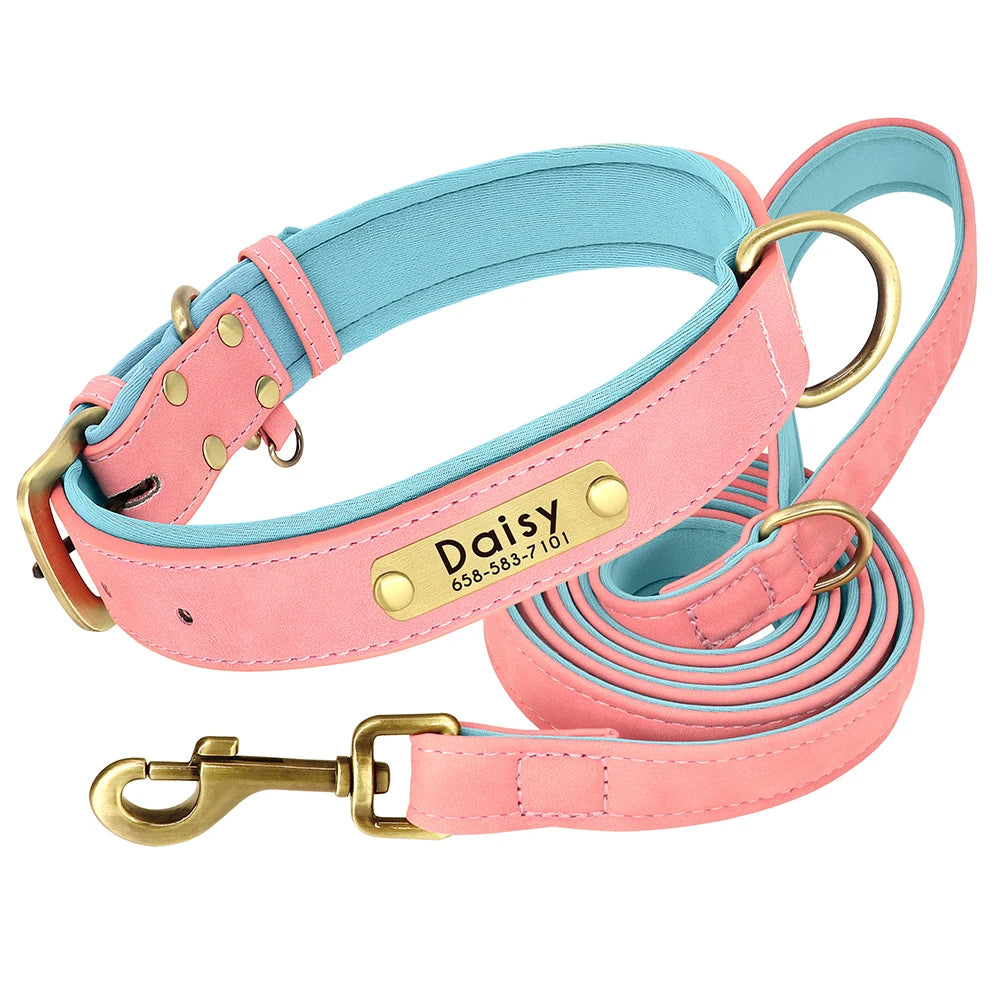 Pet Free Engraved Padded Leather Collar