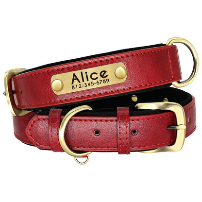 Pet Free Engraved Padded Leather Collar