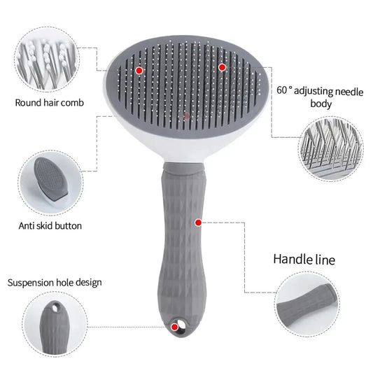 Pet Hair Grooming Brush - Stainless Steel Dog Comb