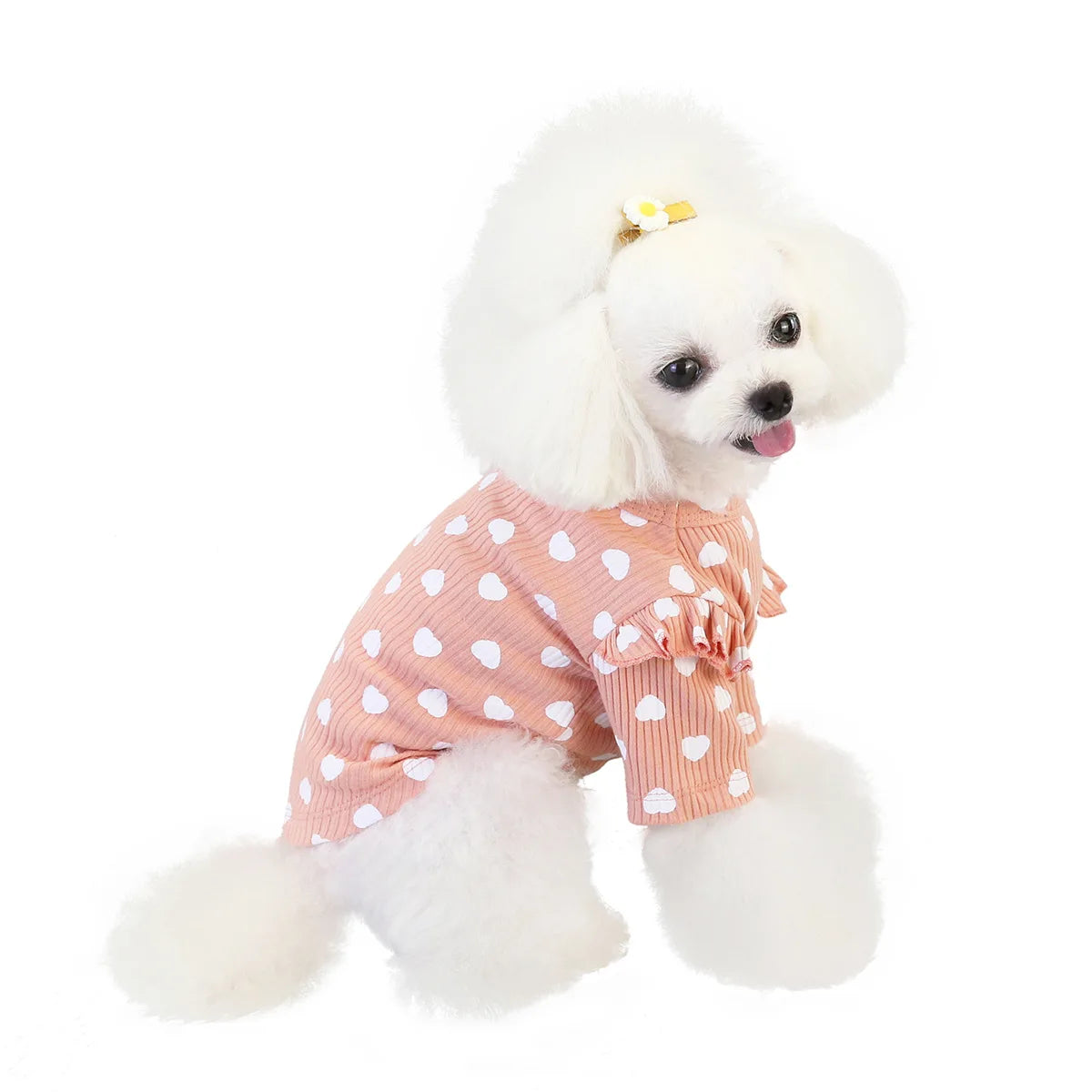 Pet Mesh Breathable Heart Print Puppy Polka Dot Outfit
