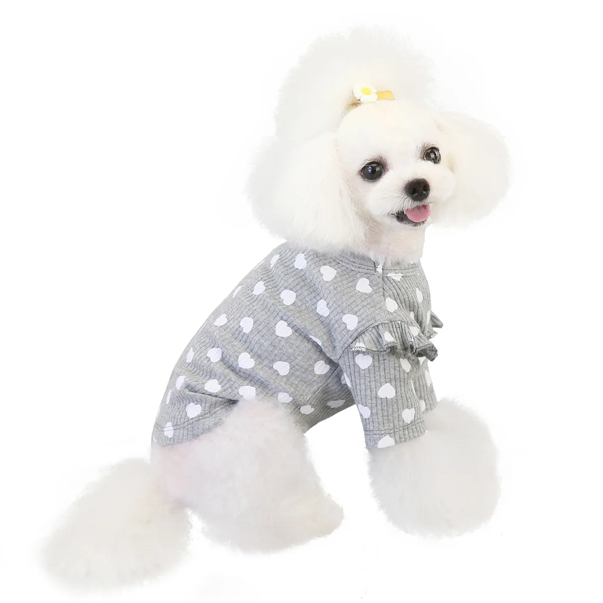 Pet Mesh Breathable Heart Print Puppy Polka Dot Outfit