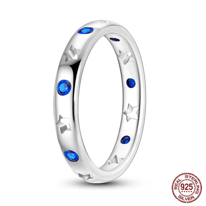 Pink Heart Crown Star Zircon 925 Silver Rings