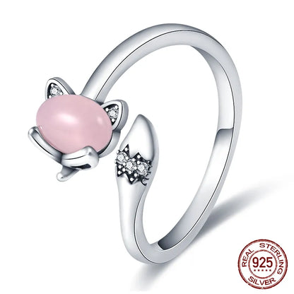 Pink Heart Crown Star Zircon 925 Silver Rings