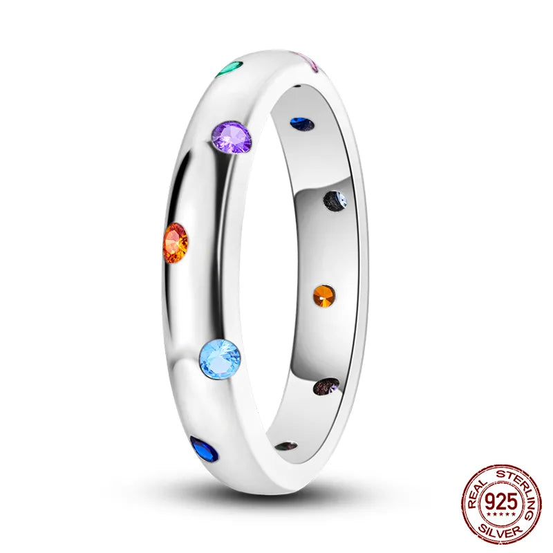 Pink Heart Crown Star Zircon 925 Silver Rings