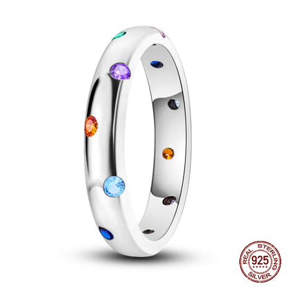 Pink Heart Crown Star Zircon 925 Silver Rings