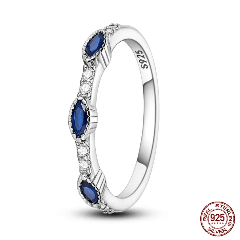 Pink Heart Crown Star Zircon 925 Silver Rings