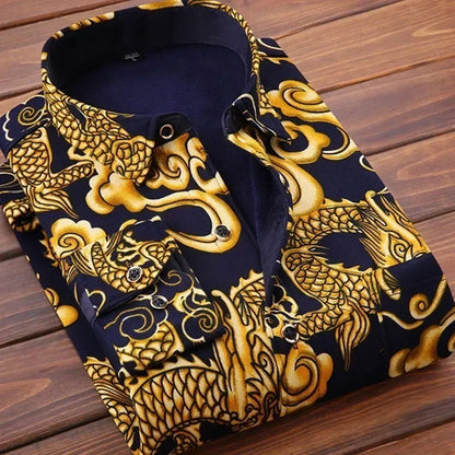 Men's Autumn Winter Casual Long Sleeve Plaid Shirt
