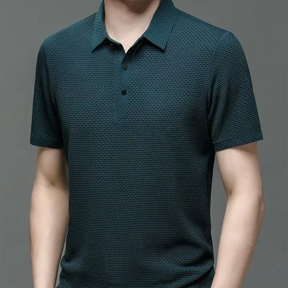 New Men's Lop-up Hollow Short-sleeved Polo Shirt Ice Silk

