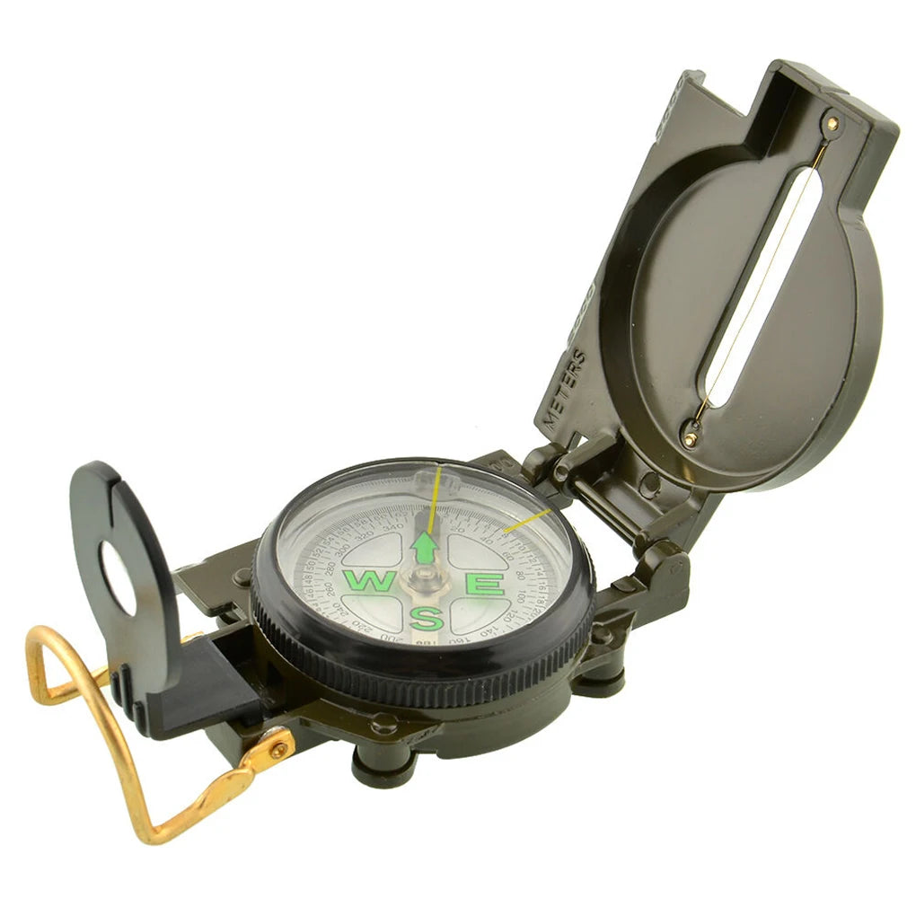 Portable Military Compass - Folding Army Green for Outdoor Navigation