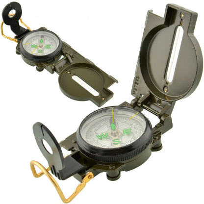 Portable Military Compass - Folding Army Green for Outdoor Navigation