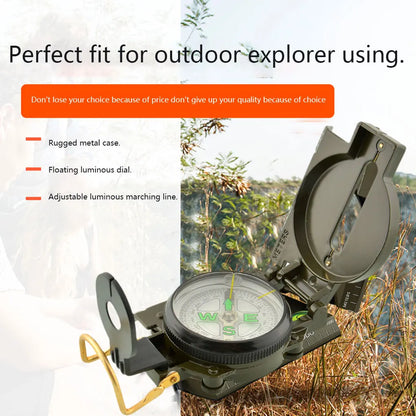 Portable Military Compass - Folding Army Green for Outdoor Navigation