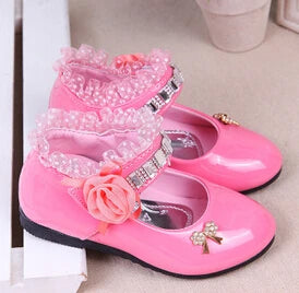 Spring Autumn Princess Lace PU Leather Shoes