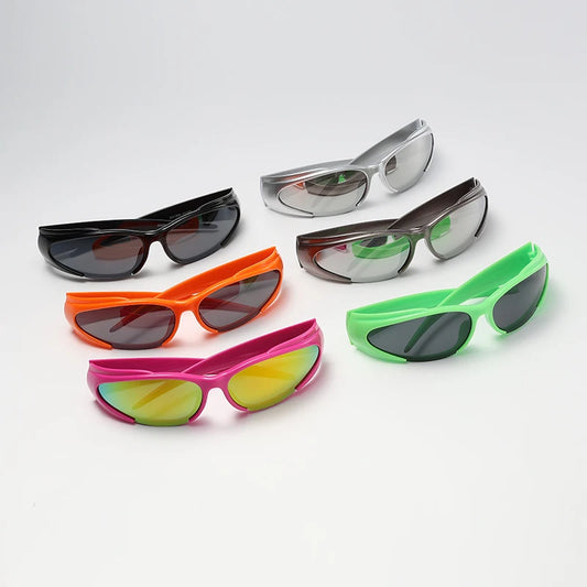 Protective Colorful Cycling Y2K Silver Sunglasses