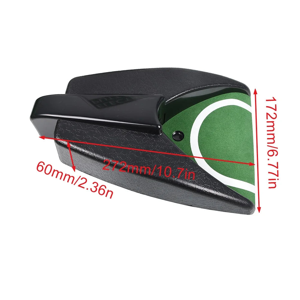 golf putter training aid, automatic ball return, indoor golf practice, golf training equipment, putting training aid, golf swing trainer, indoor putting green, golf training aids
