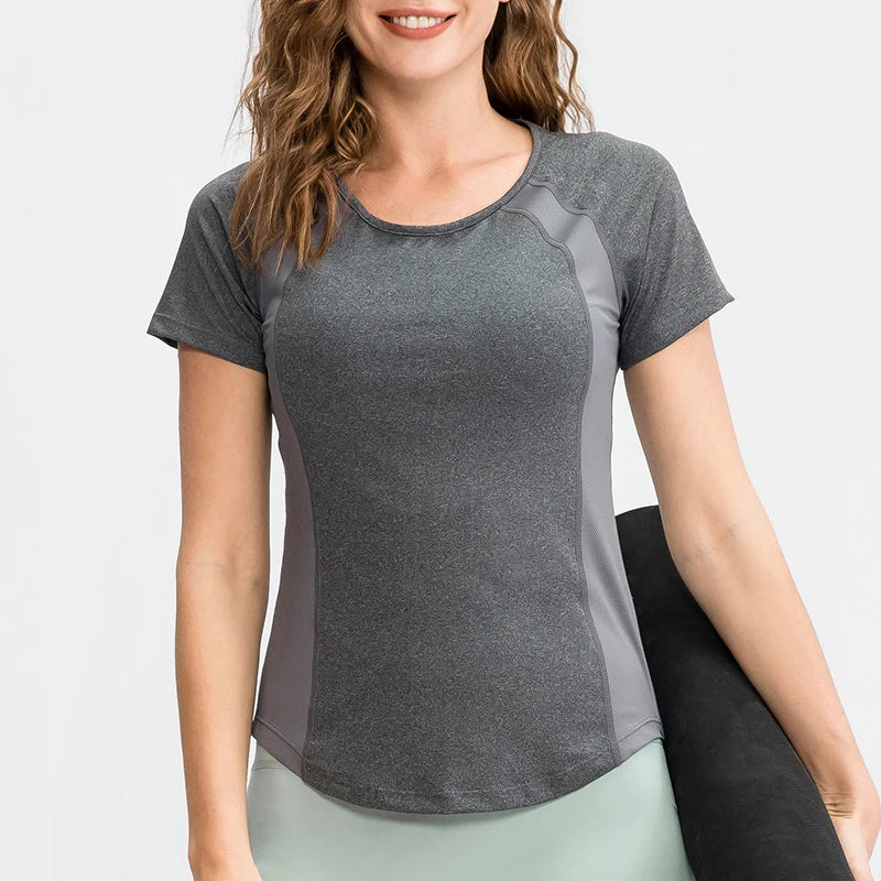Quick-Dry Short Sleeve Yoga Top for Women