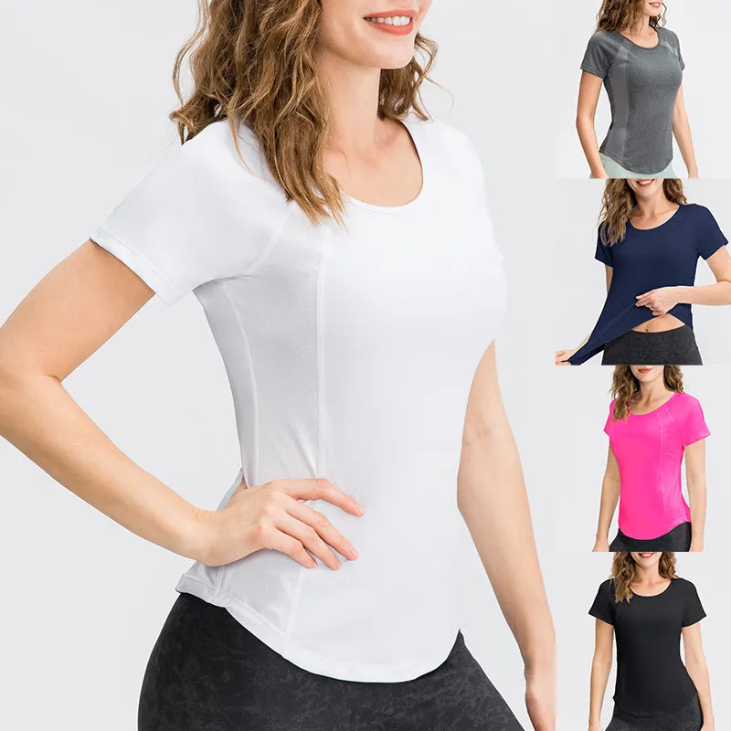 Quick-Dry Short Sleeve Yoga Top for Women