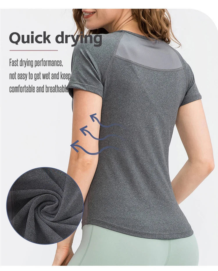 Quick-Dry Short Sleeve Yoga Top for Women
