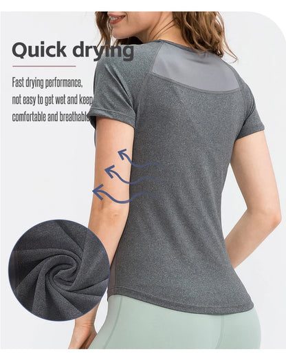 Quick-Dry Short Sleeve Yoga Top for Women