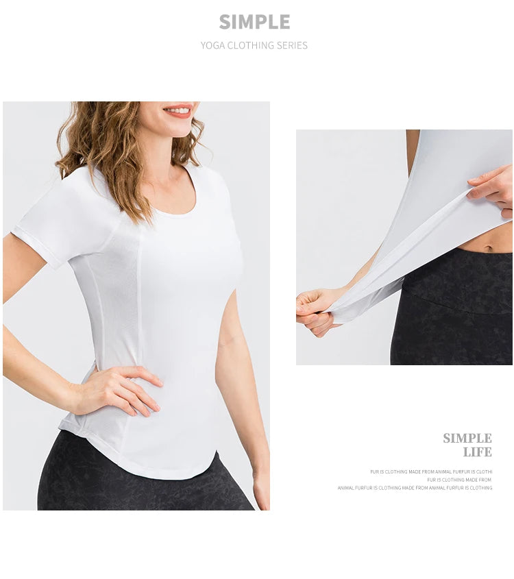 Quick-Dry Short Sleeve Yoga Top for Women