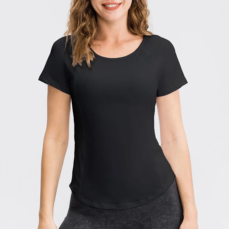 Quick-Dry Short Sleeve Yoga Top for Women