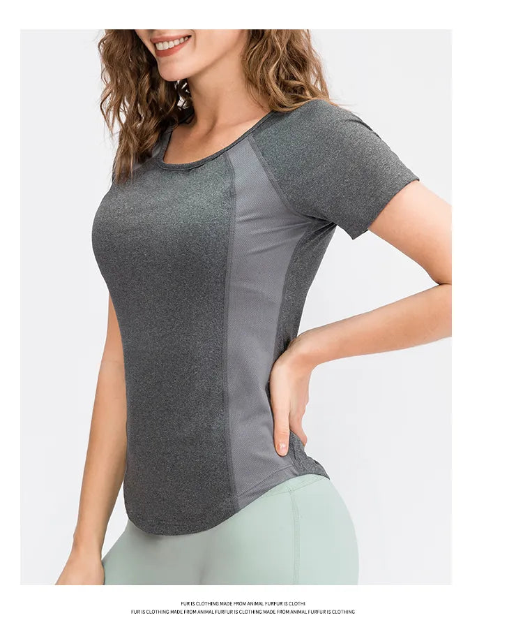 Quick-Dry Short Sleeve Yoga Top for Women