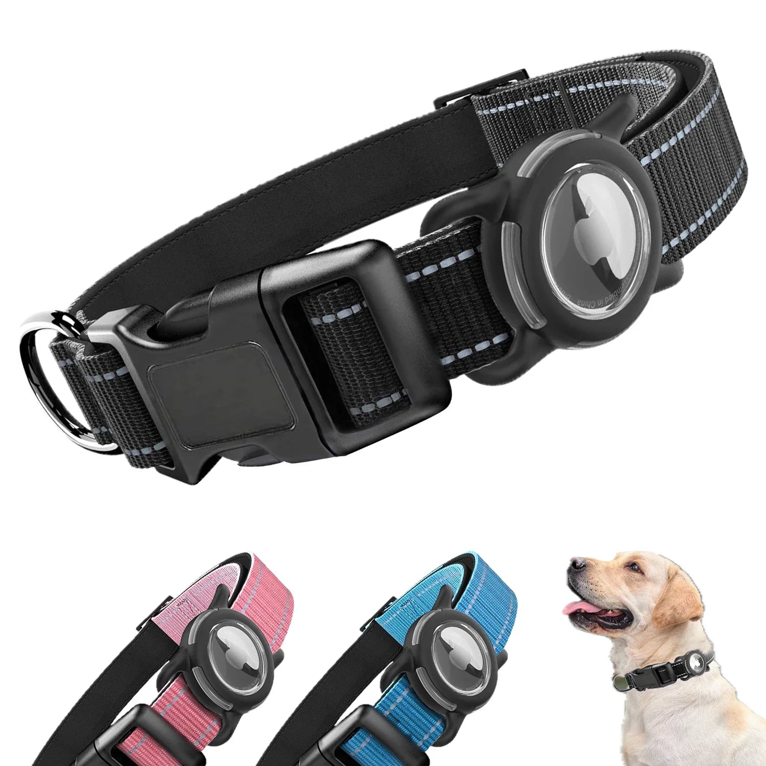 Reflective Soft Padded Safety Air Tag Waterproof Dog Collar