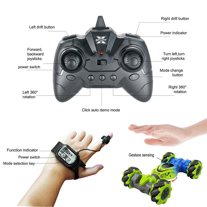 Remote Control Gesture Sensor Watch RC Stunt Twist Car