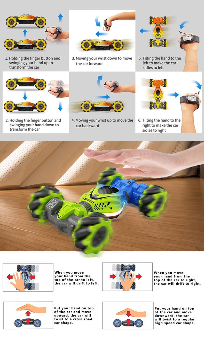 Remote Control Gesture Sensor Watch RC Stunt Twist Car