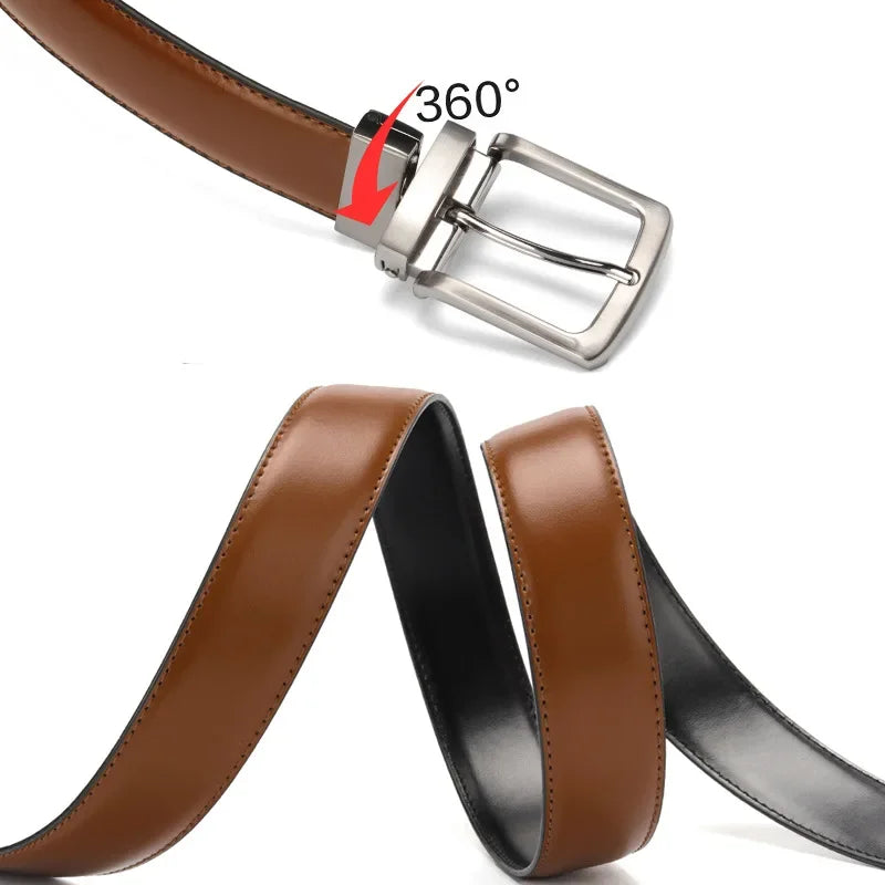 Reversible Men's Leather Belt for Jeans