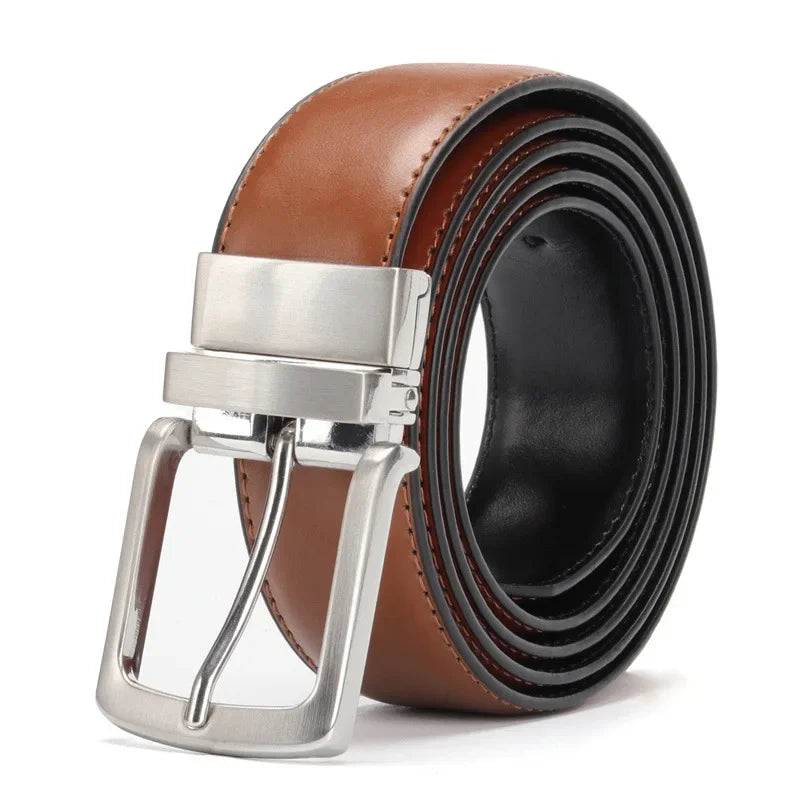 Reversible Men's Leather Belt for Jeans